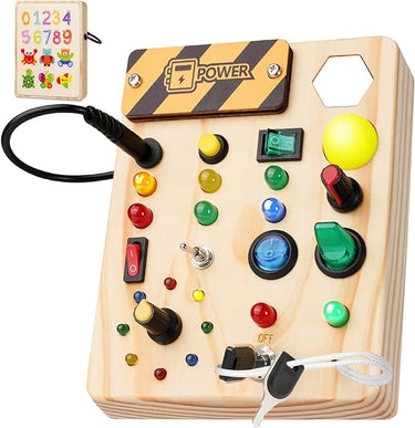 EcoToys GlowSwitch | Desarrolla la Creatividad de tu Niño Pequeño - Tablero de Juego de Madera LED Montessori